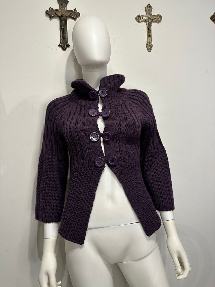 Peacoat Purple Knitted Cardigan Sweater